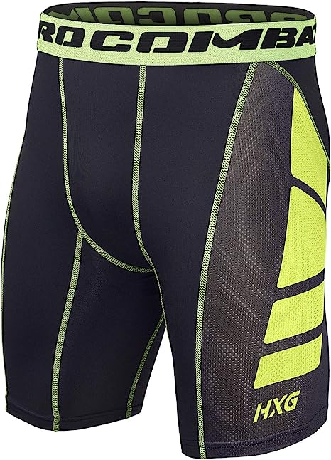 Hivexagon Pantalones Cortos de Compresión de Media Pierna para Deportes, Correr y Entrenamiento de Gimnasio SM008