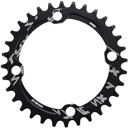 Bicicleta Estrecho Plato, 32/34/36/38T BCD 104mm BCD para Bielas de Bicicleta Cadena Redonda Diseño Estrecho y Ancho(32T-Negro)