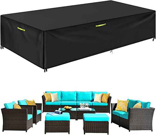 GEMITTO Funda Protectora para Muebles de jardín, Lona Protectora de poliéster 420D para mesas, Resistente a los Rayos UV, Rectangular e Impermeable 242 x 162 x 100cm