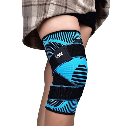 Rodillera de compresión ajustable unisex, ideal para aliviar el dolor y recuperarse de lesiones, ideal para fútbol, ??voleibol, baloncesto y crossfit. Talla única, azul (L)