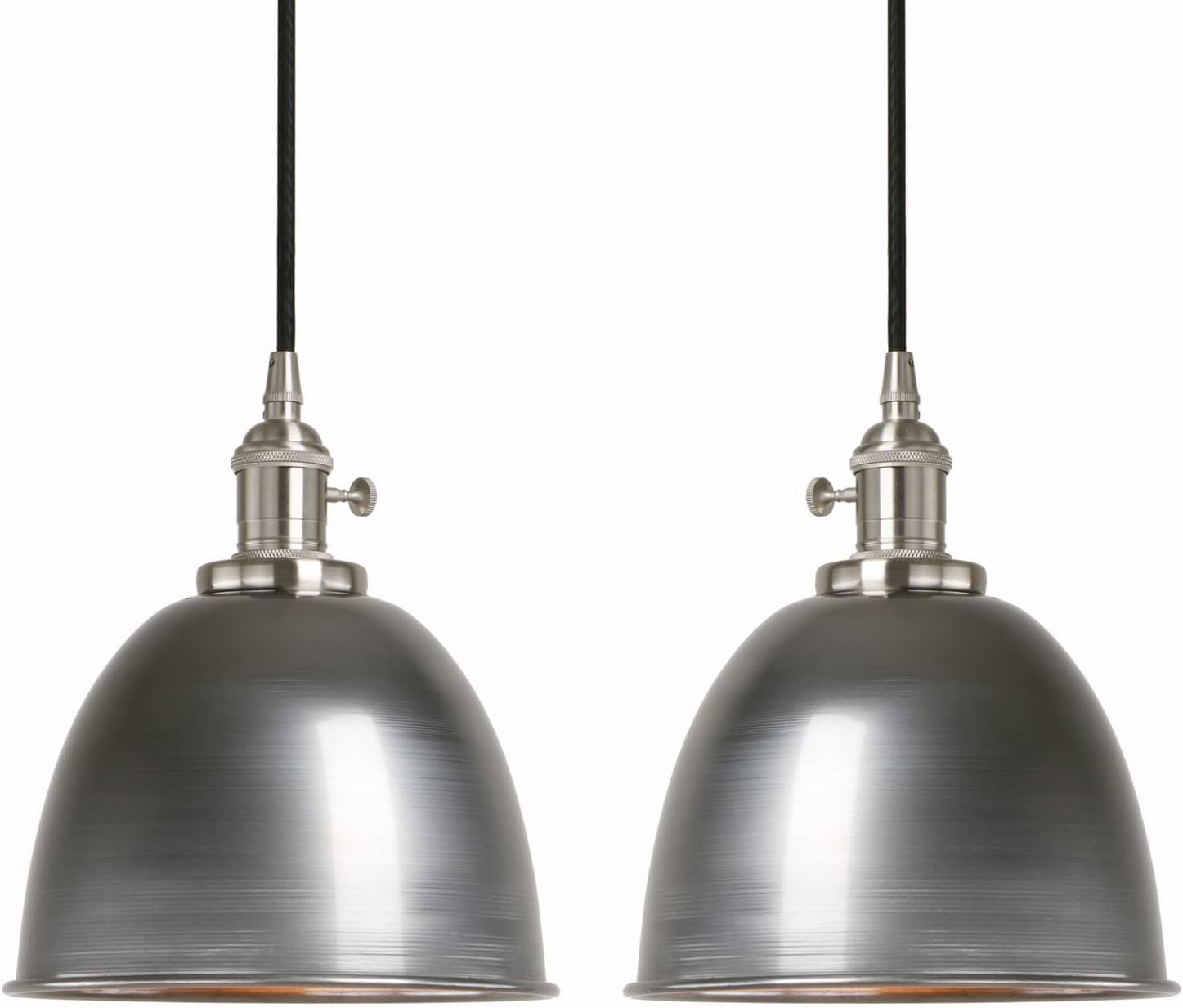 Lámpara colgante Phansthy de 2 piezas para mesa de comedor, estilo vintage, con pantalla de metal lacado transparente de estilo industrial. Lámpara colgante, lámparas de cocina vintage, lámpara colgante para mesa de comedor, lámpara colgante de estilo rústico (lacado transparente).