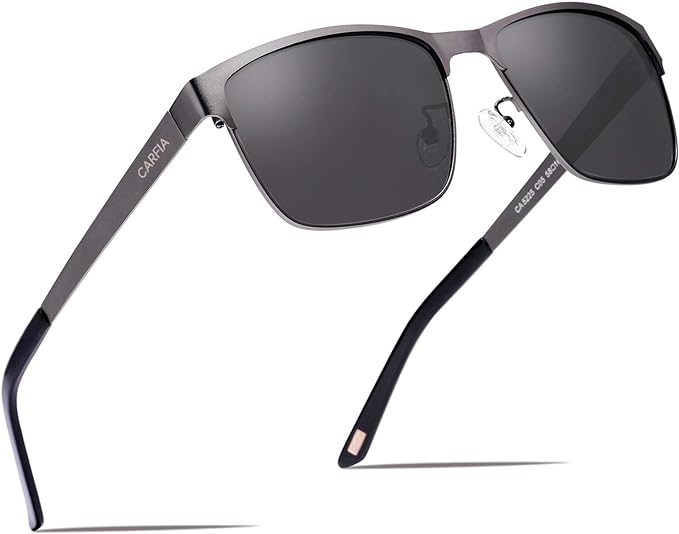 CARFIA Polarisierte Herren Sonnenbrille Metallrahmen UV 400 Fahrerbrille Sportbrille Kategorie 3