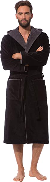 Morgenstern Albornoz Hombre Capucha Algodón Terciopelo Rizo
