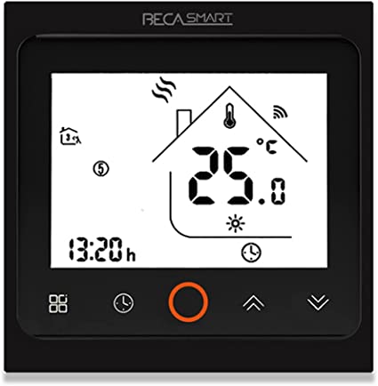 BecaSmart Series 002 Termostato Inteligente Wi-Fi 16A Pantalla táctil LCD Calefacción eléctrica Control de programación Inteligente con conexión WiFi (Calefacción eléctrica, Negro)