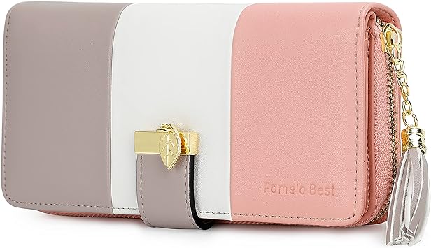 Pomelo Best Monederos Mujer Cartera de Mujer de Gran Capacidad de Cuero de Mujer con RFID Bloqueo Bolsos Largo de Mujer con Cremallera de Bolsillo y Borlas