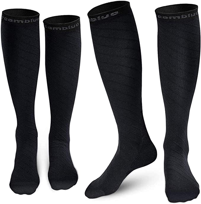 CAMBIVO 2 Pares Medias de Compresion Mujer y Hombre, Calcetines Compresion Mujer Hombre, Calcetines Compresivos Enfermera para Running, Trabajo, Ciclismo, Trotar, Correr, Deporte, Volar