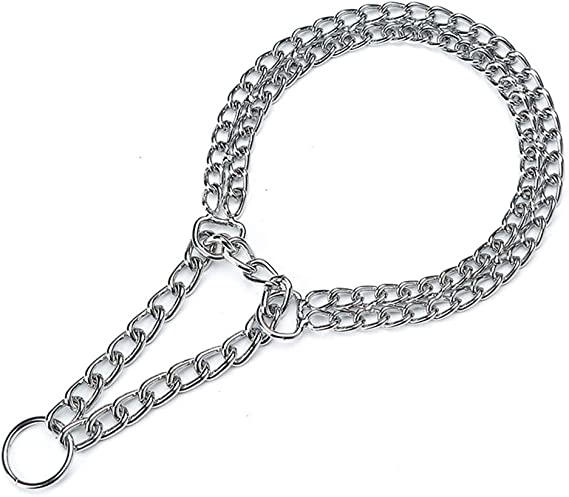 POPETPOP - Collar para perros, collar de metal para perros y mascotas, 2,0 mm x 50 cm, color plateado