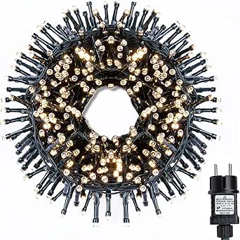 Guirnalda de Luces Bombillas de gresonic-Led, Guirnaldas para Decoración de Interior y Exterior, Jardín, Árbol de Navidad, Boda, Warmweiss Dauerlicht, 1000LED [Clase de eficiencia energética G]