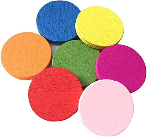 STOBOK 100 unidades de cuentas de madera con círculos de colores, fichas de bingo, juguetes educativos para estudiantes (color mixto)