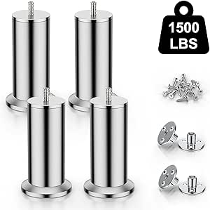JuLong 4 UNIDS Muebles Pies Metal Acero Inoxidable Cama Pie Sofá Mesa Soporte Repuesto Pierna M10 Tornillo Soporte Acerca De 680 Kg 15CM