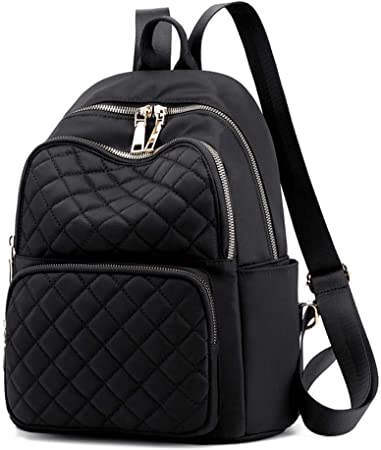 Mochila de mujer para el colegio, para viajes, ocio, trabajo, con compartimento para portátil, antirrobo, bolsa de hombro, impermeable, nailon, mochila informal, pequeña, resistente al agua Negro Negro 1