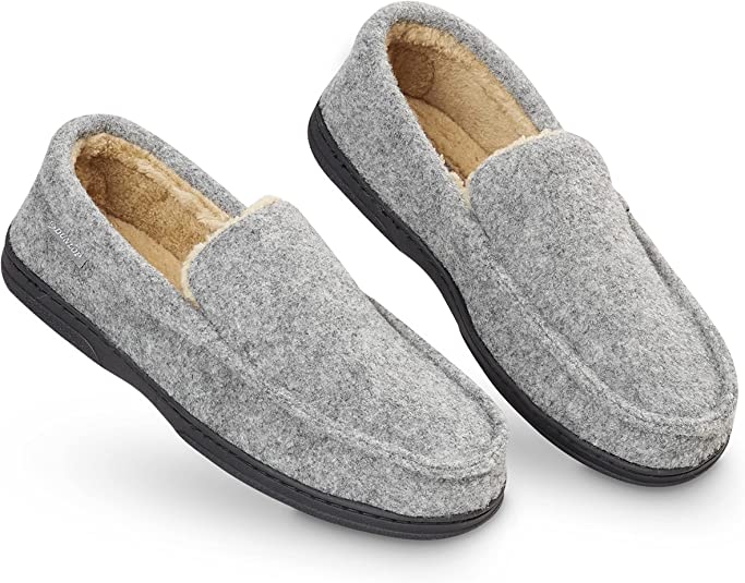 Dunlop Zapatillas Casa Hombre | Pantuflas Estilo Mocasines Cerradas | Zapatillas de Casa Invierno Calientes Suela de Goma Dura | Regalos Originales para Hombre