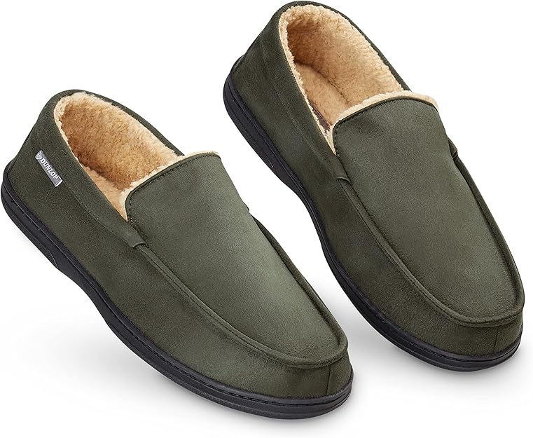 DUNLOP Zapatillas Casa Hombre, Pantuflas Estilo Mocasines Cerradas, Zapatillas de Casa Invierno Calientes Suela de Goma Dura, Regalos Originales para Hombre