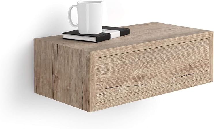 MOBILI FIVER, Mesita de Noche Riccardo, Encina, Made In Italy