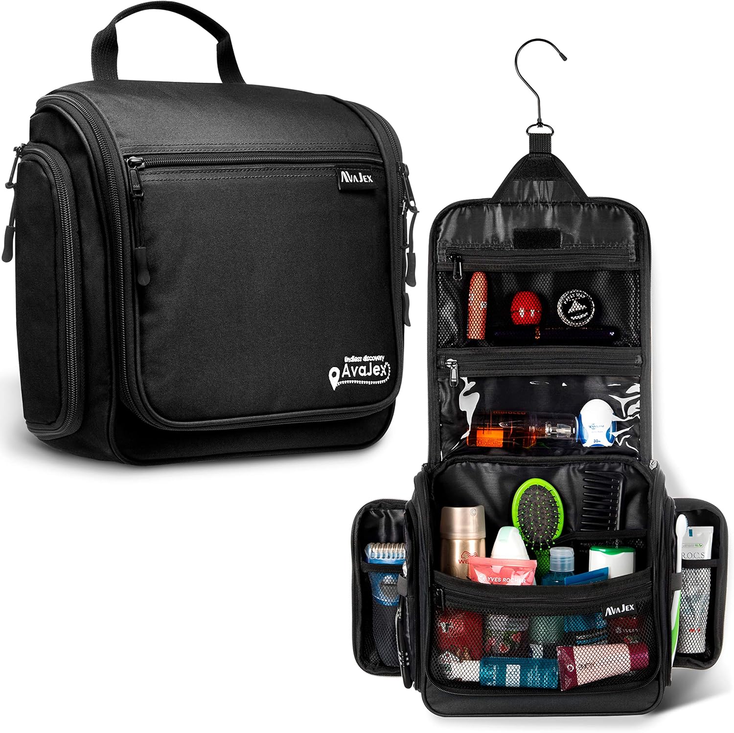Bolsa de Aseo de Viaje Grande para Hombres y Mujeres, Organizador de artículos de Aseo, Cremalleras YKK y 19 Compartimentos para artículos de tocador