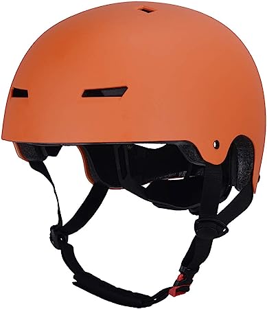 LOOGU Casco de skateboard Scooter BMX Casco Skater Casco de bicicleta para niños, adolescentes y adultos, casco deportivo – Con certificado EN1078 Talla M (55-58 cm) Color Naranja Talla M