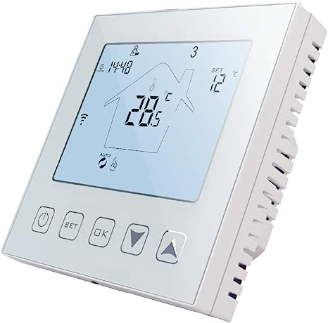 KETOTEK WiFi Termostato Calefaccion Suelo Radiante Electrico 16A Alexa/Google Assistant Compatible con Sonda, Inteligente Termostato Ambiente Programable 220V Tuya/Smart Life App Control Blanco