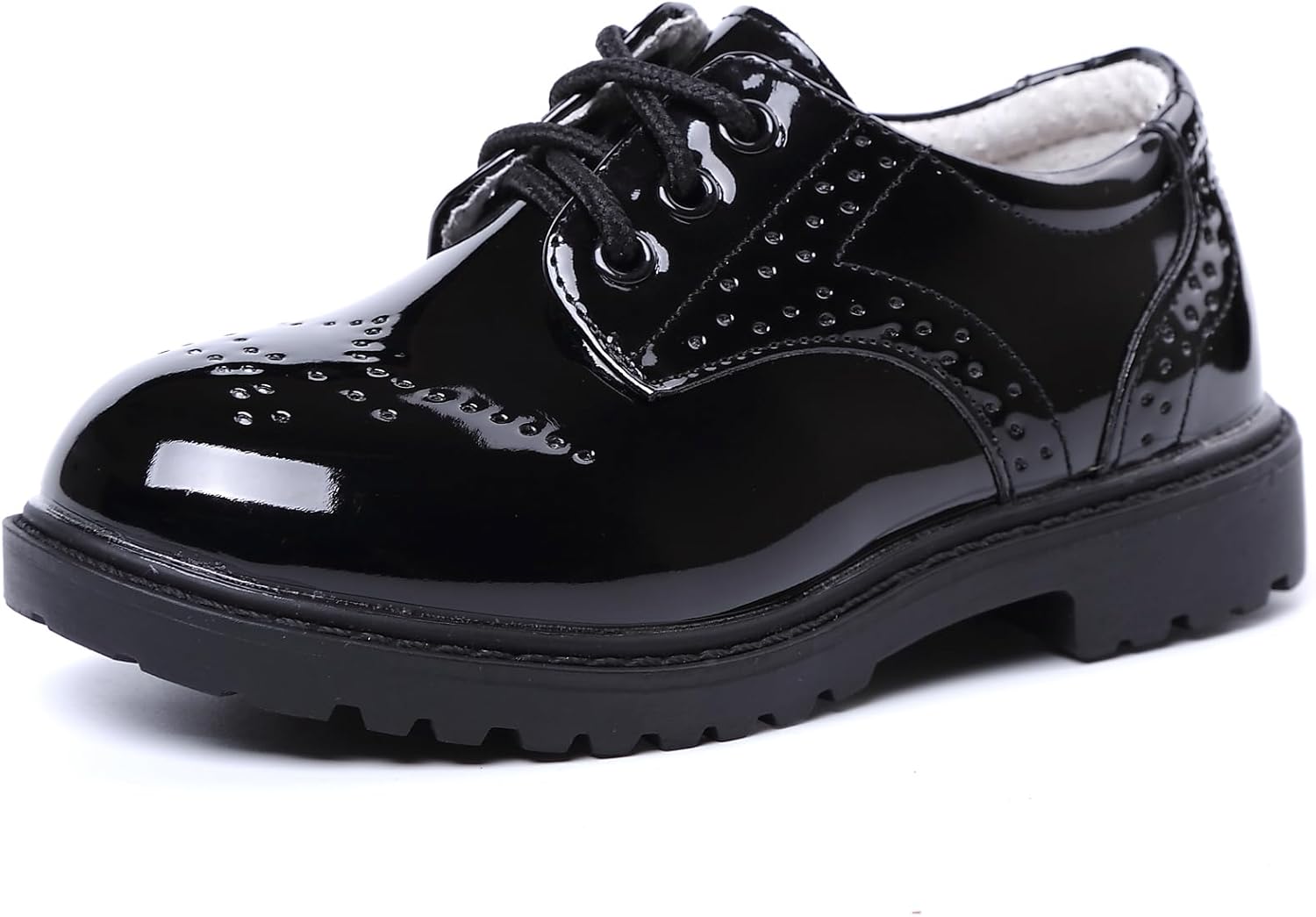 PPXID Zapatos de charol impermeables con cordones para niños, zapatos de traje de boda