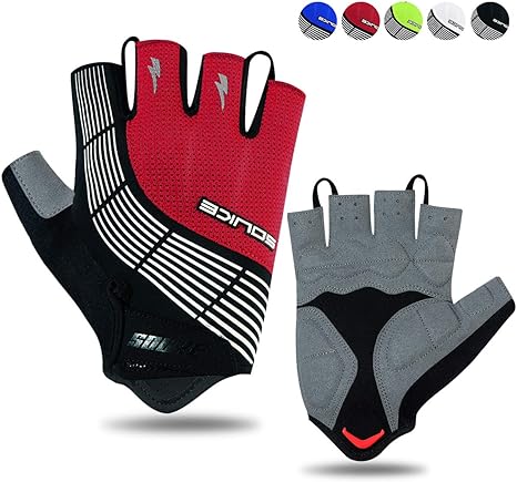 Souke Sports Guantes De Ciclismo Acolchados Antideslizantes Medio Dedo Acolchado Transpirable Guantes MTB Mujer/Hombres Unisexo, tala XL