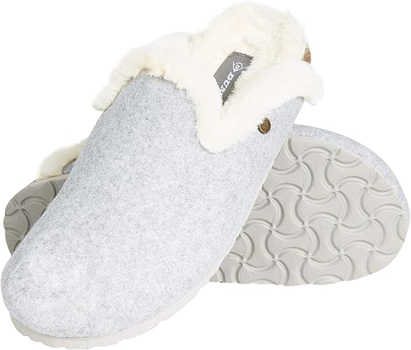 Dunlop Zapatillas Mujer, Zapatillas Casa Mujer con Forro Polar, Pantuflas Mujer Interior Extra Suave, Regalos para Mujer y Chica Adolescente Talla 36-41 (Gris Claro, Numeric_38)
