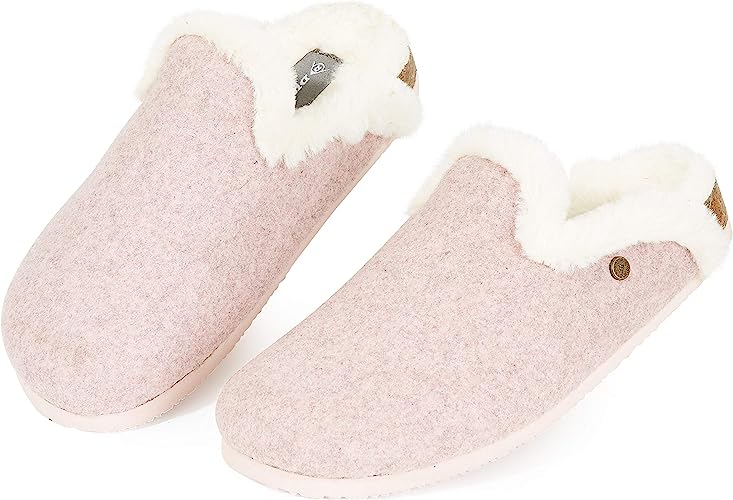 Dunlop Zapatillas Mujer, Zapatillas Casa Mujer con Forro Polar, Pantuflas Mujer Suela de Goma Antideslizante