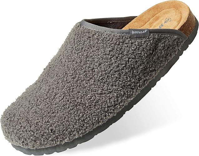 Dunlop Zapatillas Casa Hombre, Pantuflas Hombre De Forro Suave, Zapatillas Hombre con Suela Antideslizante Interior Exterior, Regalos para Hombres y Chicos Adolescentes (Gris)