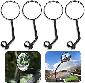 Espejo para bicicleta - WENTS 4 Pieza Espejo Retrovisor para Bicicleta con rotación de 360 grados y Ajustable Retrovisor para Bicicleta para Bicicleta, Moto y Bicicleta de montaña(Negro)