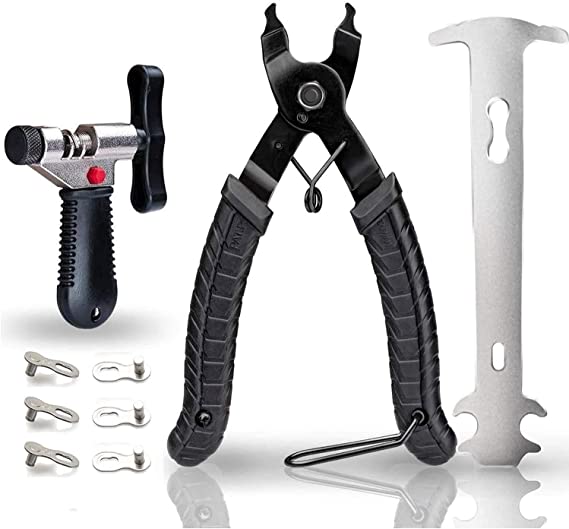 tEEZErshop Herramienta para Cadena de Bicicleta, alicates para Cadena de Bicicleta, Herramienta Remachadora, comprobador de Cadenas, 3 Pares de Cadenas de Bicicleta para 7, 8, 9 y 10 velocidades