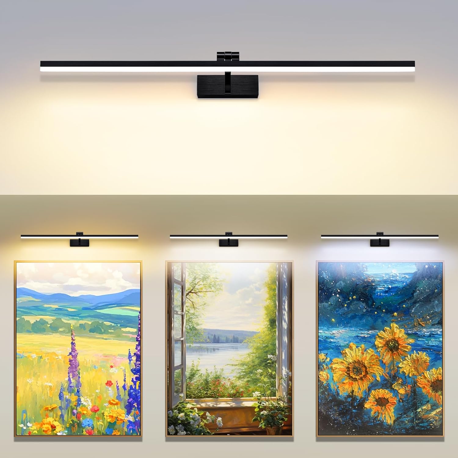 Aplique de pared ajustable MantoLite con temperatura de color regulable, 16 W, 80 cm, color negro. Lámpara de pared ajustable para baño, tocador, espejo de noche, 3000 K/4500 K/6000 K.