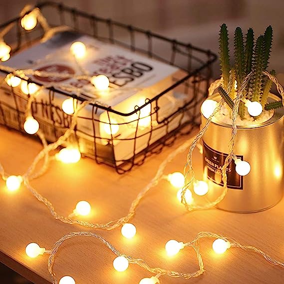 Fulighture 40 LED 16ft Cadena Luces, Impermeable, luz blanca cálida 2700K, Bateria Cargada, Decorativas Guirnaldas Luminosas para Exterior,Interior, Jardines, Casas, Boda, Fiesta de Navidad