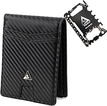 KJENIUS Giotto | Mini Carteras para Hombre Pequeña y Fina con Protección RFID + Multitool Card 46 en 1 | Billeteras para Hombre Pequeñas | Minimalist Slim Wallet | Regalos para un Hombre Originales