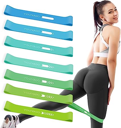 YOUNGDO Bandas Elásticas Fitness, Bandas Elásticas de Resistencia Fitness Musculación,Bandas de Resistencia de Látex para Crossfit, Yoga,Pilates,Dominadas,Hogar,Gym,Fisioterapia-7 Set