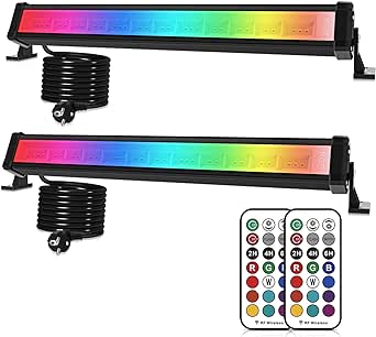 MEIHUA Lámpara de pared LED RGB de 42 W, 2 unidades, efectos de luz LED con mando a distancia, para DJ Home Party