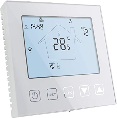 KETOTEK Termostato WiFi Caldera/Calefacción por Suelo Radiante de Agua 3A Alexa/Google Assistant Compatibile 220V, Intelligente Termostato Ambiente Programmabile con Controllo Smart Life/Tuya App