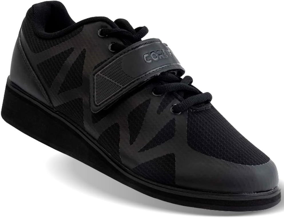 Core Zapatillas Halterofilia - Calzado Deportivo para Gym Fitness Powerlifting con Tira - Color Negro