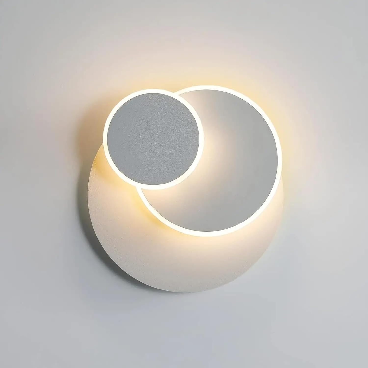 Aplique de pared LED DELIPOP de 15 W, lámpara de pared redonda moderna de aluminio giratoria 350°, iluminación LED protectora creativa 3 en 1, luz blanca cálida de 3000 K para dormitorio, sala de estar y pasillo.