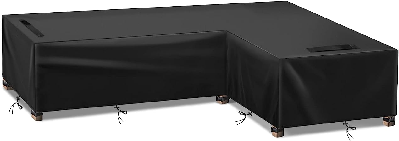 GEMITTO Funda Muebles Jardin Impermeable Funda Sofa para Exterior, Cubierta seccional para Muebles Cubierta, Impermeable para sofá de jardín en Forma de L (Brazo Izquierdo Largo y Brazo Derecho Corto)