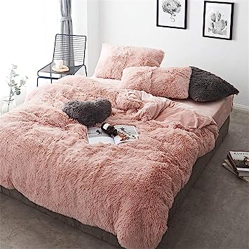 Sacebeleu - Juego de ropa de cama de peluche (135 x 200 cm, 4 piezas, cálida franela de algodón, 2 fundas de edredón con cremallera y 2 fundas de almohada de 80 x 80 cm)