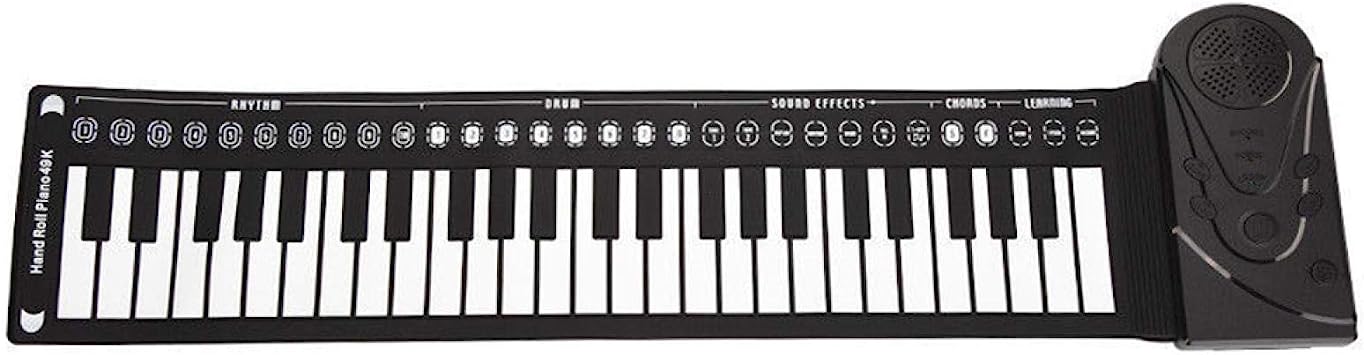 Tongdejing Piano Roll-up de 49 teclas, Teclado Eléctrico Plegable Portátil Teclado Plegable Flexible para Principiantes y Niños