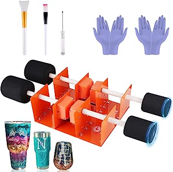 Genround Espátula para tazas de Cuptis, para manualidades, 4 ejes, para manualidades con revestimiento de epoxy, vaso con eje de articulación profesional silencioso,purpurina y metal Spinner