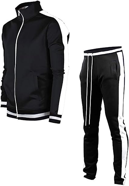 LeerKing Ropa Deportiva para Hombre Niños Chándal Deportivos de Poliéster Pantalones de Jogging con Cordón y Chaqueta con Cremallera y Cuello Alto para Ejercicio de Rutina Gimnasio Fitness