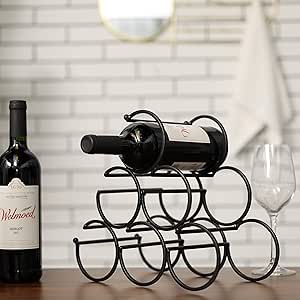 JHY DESIGN Eisen Tisch Weinregal, Wein Flaschenregal Weinregale Freistehender Weinhalter Weinflaschenhalter 29,5x16x27,5cm Tragbarer Weinschrank fr Home Counter Bar Kche(6 Flaschen Design, Dia 9cm)