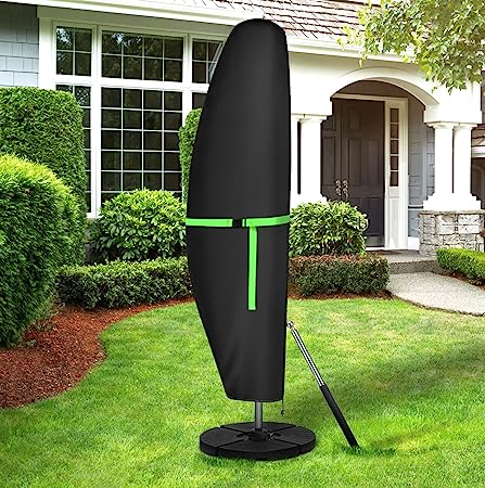 GEMITTO Funda Protectora para Parasol, Cubierta Impermeable para Sombrilla de Jardín, Cubierta Impermeable con Cremallera para Sombrilla (265x40/70/50cm, 420D)