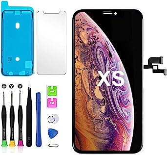 Para iPhone Xs Pantalla Táctil de Reemplazo de Pantalla Digitalizador de Pantalla Táctil iPhone Xs Herramienta de Reparación de Marco + Tiras Adhesivas Compatible con Modelo A1920, A2099, A2100