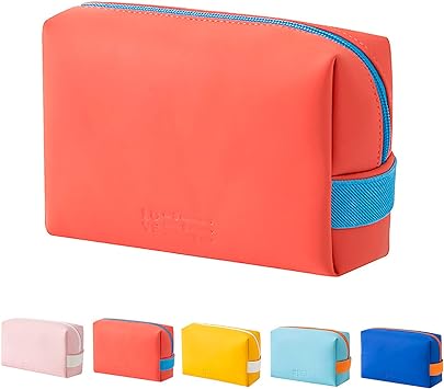Bolsas de maquillaje portátil para mujer – Bolsa cosmética lavable de piel sintética para bolso de viaje Belleza cremallera organizador bolsa