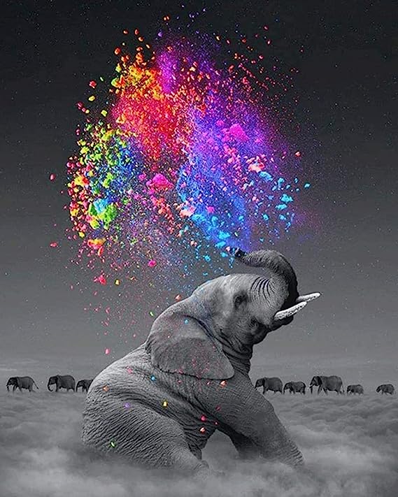 Pintura por números, elefante, pintura al óleo preimpresa, lienzo para manualidades, pintura por números, regalo para decoración de pared del hogar, pintura por números, animales, 40 x 50 cm