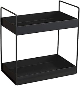 XINGDOZ Estante para especias de cocina de 2 niveles, estantes de pie, estante para ducha, almacenamiento, encimera de baño, estante debajo del gabinete, organizador, bandeja de tocador, almacenamient