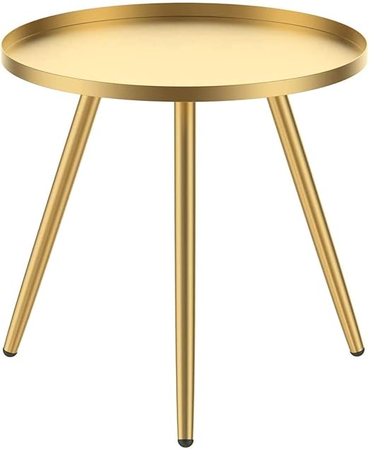 H HOMEWINS Mesa auxiliar de metal, 46 x 50 cm, moderna, redonda, para salón, mesa de café, mesa de noche, práctica mesita de noche para dormitorio