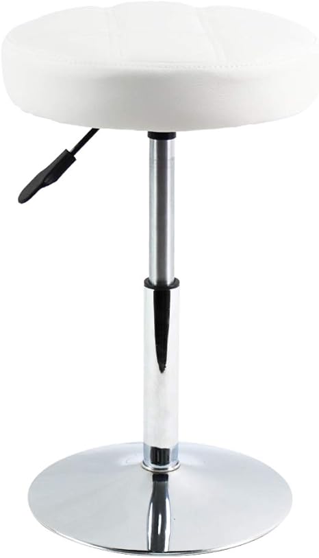 FURWOO Round Salon Massage Silla de Taburete Giratorio de Trabajo de Trabajo de Trabajo Ajustable Tapa de peluquería Beauty Salon Silla de Belleza de uñas Taburete de Bar bajo (Blanco)