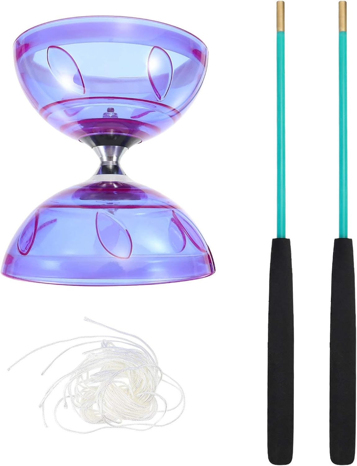 NUOBESTY Diabolo Triple Rodamiento Niños Diabolo con Palos de Aluminio Y Cuerda Chino Yo- Yo Malabares Juguete Giratorio para Fitness